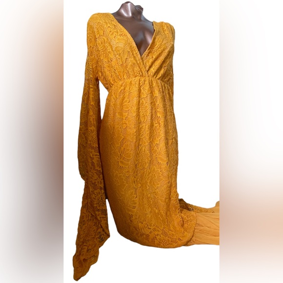 Lace Chiffon Maternity Photoshoot Dress - Picture 4 of 10